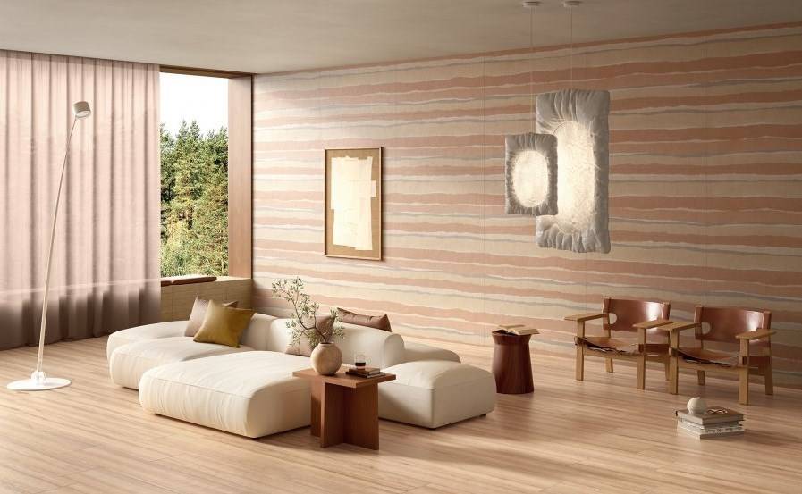 Carrelage série Bioterre, aspect naturel dont sa matière riche, 5 formats, 5 coloris et 4 décors.