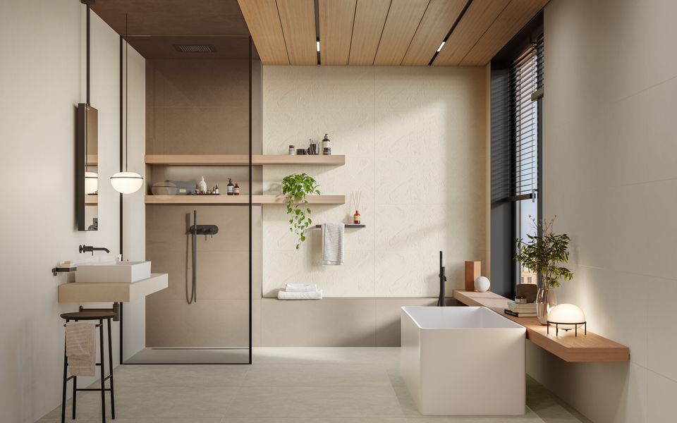 Faïence Boost Natural pro 50x120 3D coloris Salt et Skin 