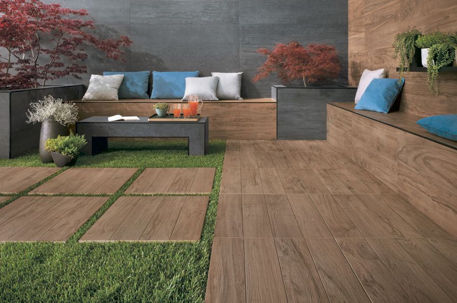 carrelage terrasse imitation bois sol etic noce hickory