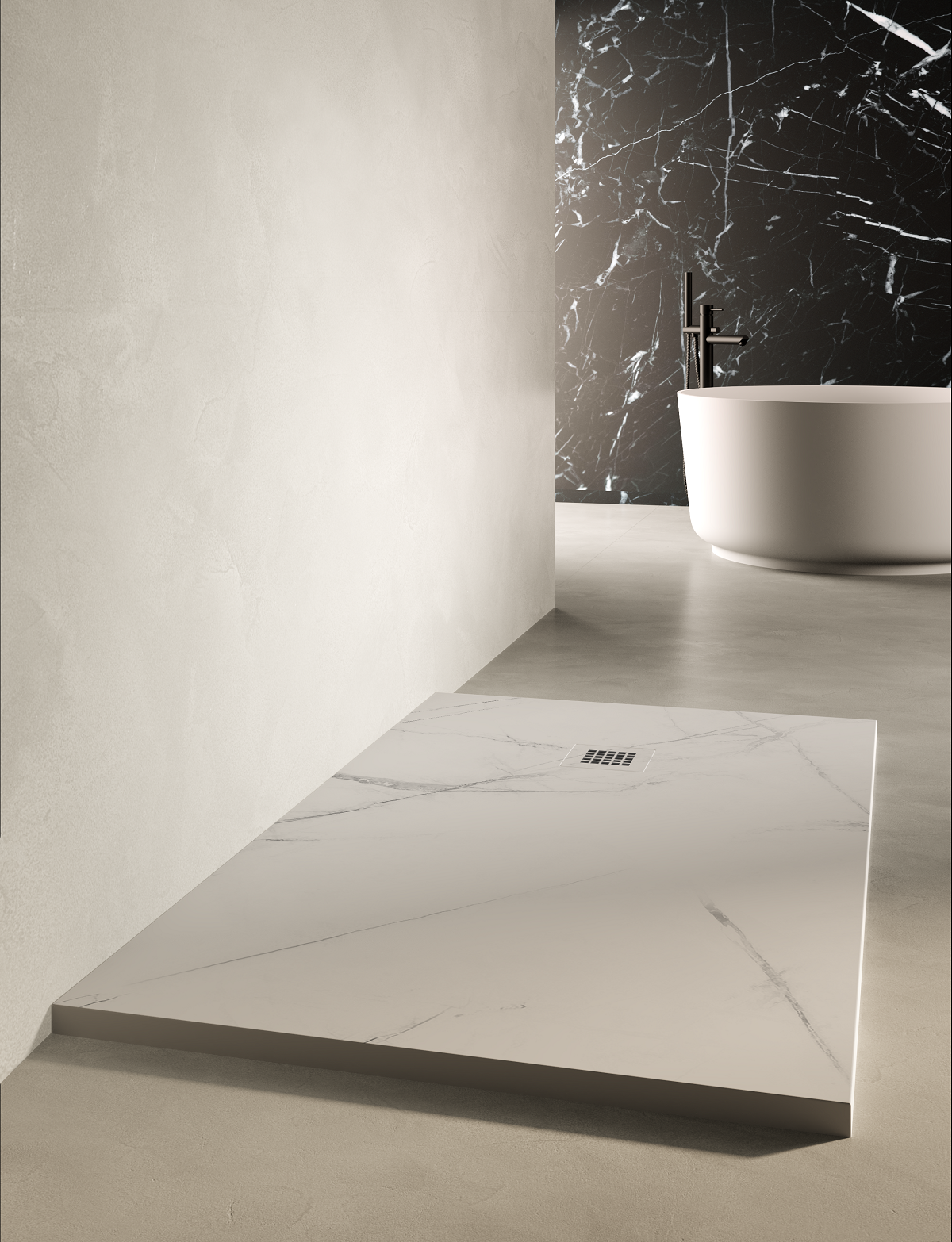 Receveur de douche Creativeskin coloris White Marble New Line 