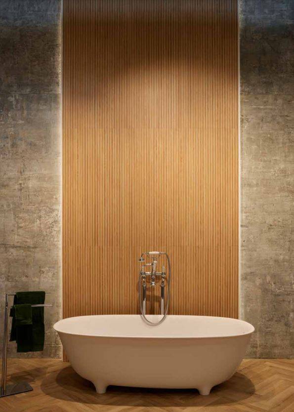 Carrelage mural série Canne' 3D  pour salle de bain, décoration murale d'intérieur au format de 60x120 rectifié