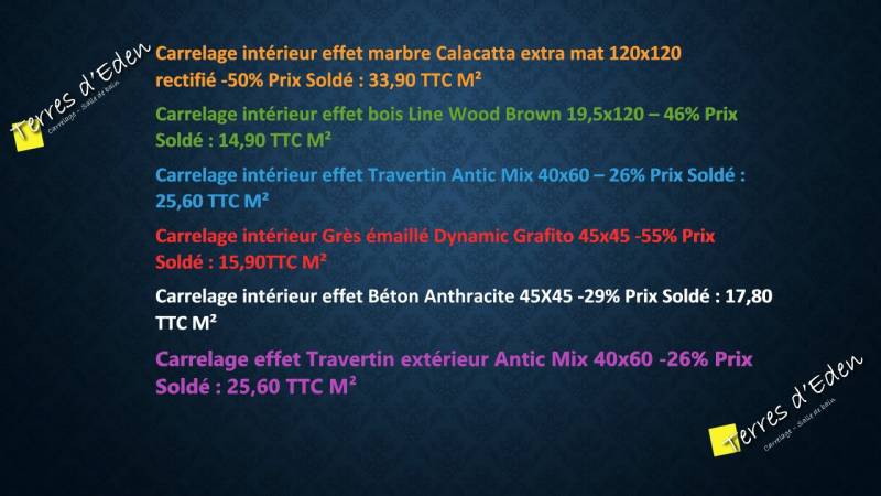 Solde d'hiver sur le carrelage de sol et faïence murale du 8 janvier au 4 février 2025