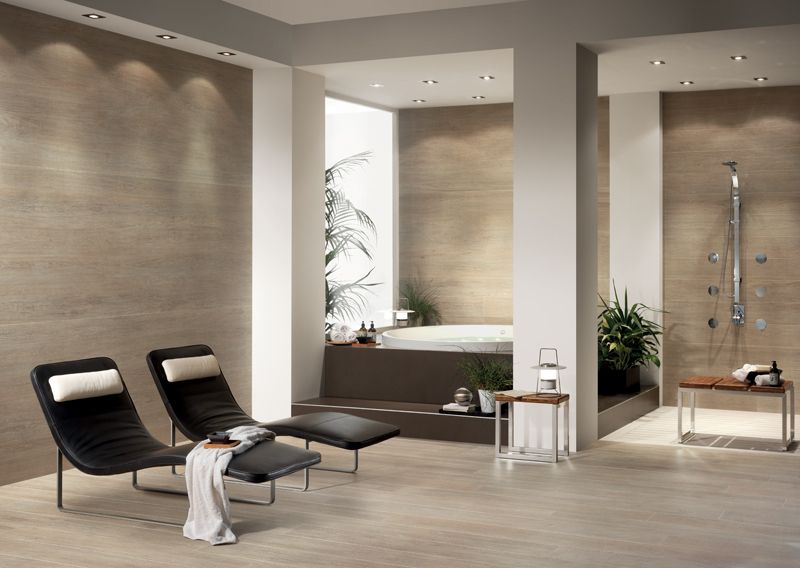 carrelage salle de bain Panaria Doghe sol rovere naturale 20x200 20x150 20x100 mur rovere naturale 100x300 20x150 20x100