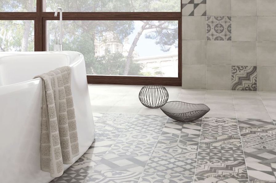 carrelage effet carreaux de ciment mix grey