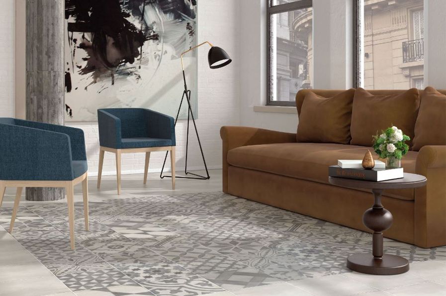 carrelage imitation carreau de ciment mix grey