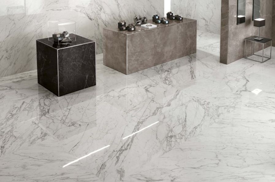 carrelage tres grand format statuario grey