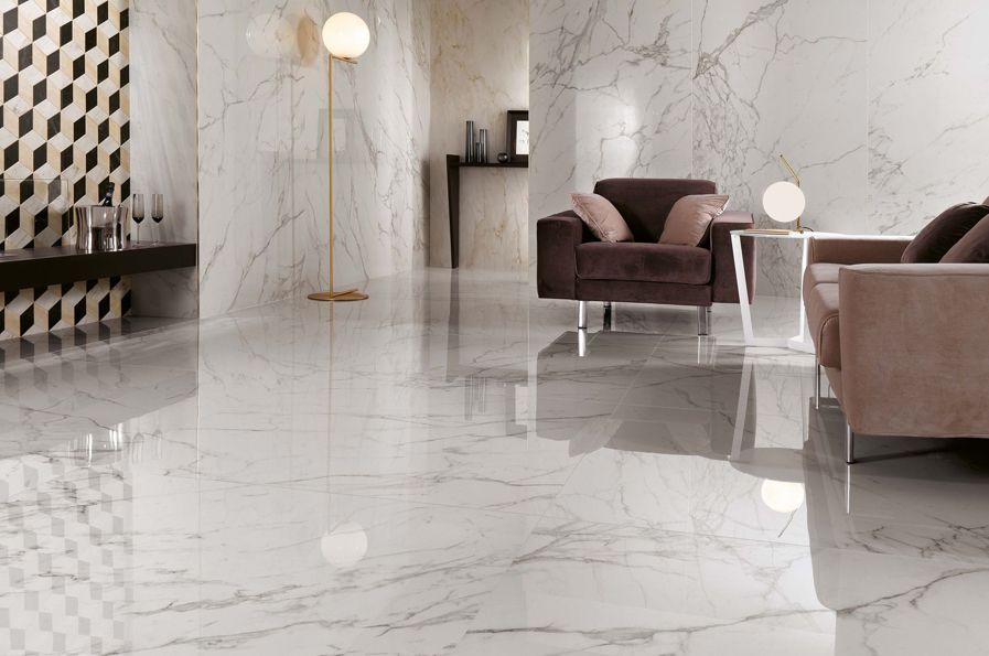 carrelage grand format imitation marbre statuario grey