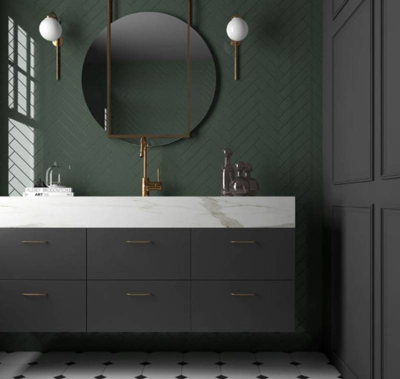 Grès cérame Costa Nova Laurel Green gloss 5x20