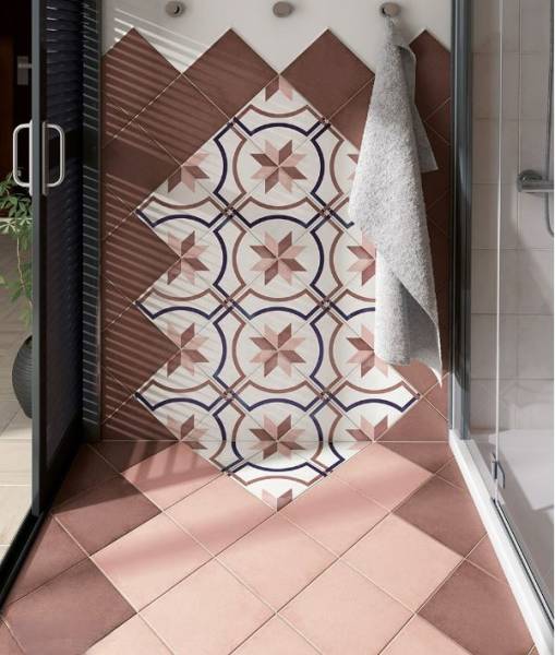 Carrelage Art Nouveau Burgundy, Coral Pink 20x20, Déco Embassy Color 20x20