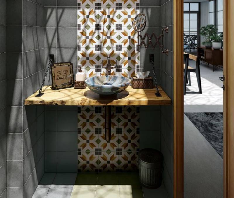 Carrelage Art Nouveau Charcoal Grey, Cypre Green 20x20, Déco Empire Color 20x20