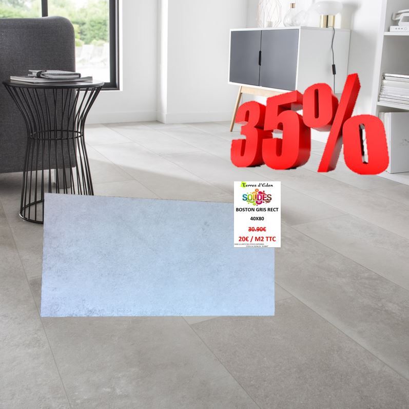 Carrelage Boston gris Rectifié 40x80  20€ TTC/m²