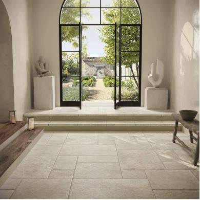 Carrelage de sol intérieur, extérieur  série Chantilly 4 formats et 3 coloris, belle imitation pierre de châteaux